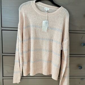 NWT Hem & Thread L/S  coral & silver sweater. Acrylic/Nylon blend. Hand wash.